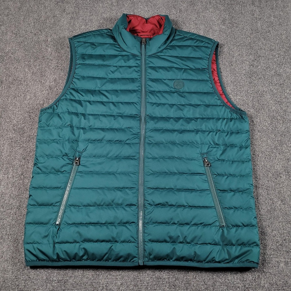 Brooks Brothers Puffer Vest Mens XL Green Down Quilted Lightweight Zip Pockets